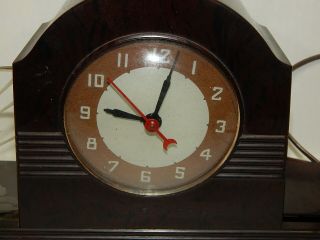 1930 ' s - ' 40 ' s vintage LACKNER NEON - GLO electric clock deco Bakelite light 5