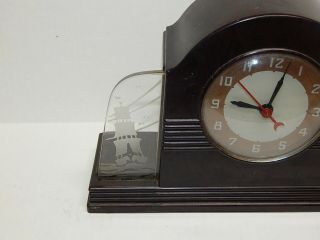 1930 ' s - ' 40 ' s vintage LACKNER NEON - GLO electric clock deco Bakelite light 6