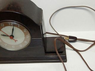 1930 ' s - ' 40 ' s vintage LACKNER NEON - GLO electric clock deco Bakelite light 7