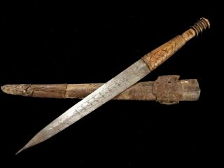 African Mossi Dagger Knife Crocodile Engraved Blade 4