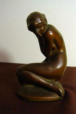 Lovely Art Deco Bronzed Nuart Nude Figure 1920s - 30s