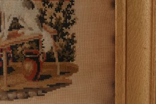 Framed 19th Century Needlepoint Tapestry of Young Lady and Dog 9