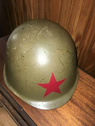 Soviet Russia/red Army M52 Helmet With Red Star With Chin Strap And Head