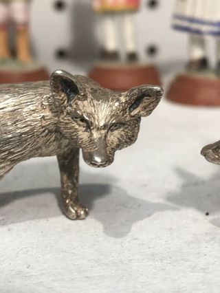 Antique Style Rare Solid Silver Fox Figure Statue London By Sarah Jones 7