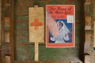 Antique Red Cross Canvas Armband,  The Rose Of No Man 
