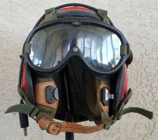 Vintage Navy H - 4 Gentex Medium Flight Helmet 1950s W/ oxygen mask,  liner &gog 3