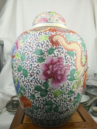 Huge antique Chinese famille rose vase and cover 3