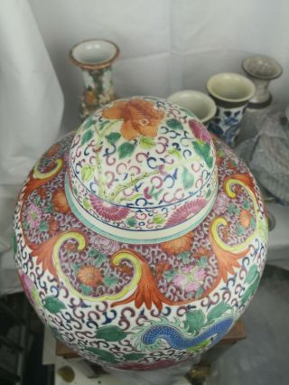 Huge antique Chinese famille rose vase and cover 7