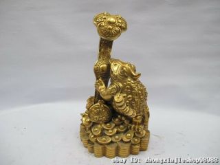 Lucky Chinese Copper Brass Feng Shui Ru Yi Yuan - Bao Gathered Wealth Frog Statue