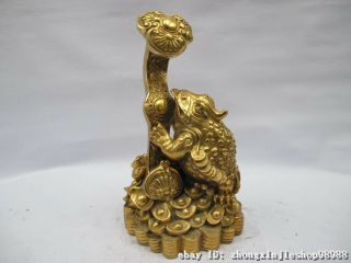 Lucky Chinese Copper Brass feng shui RU YI Yuan - bao Gathered wealth Frog Statue 2