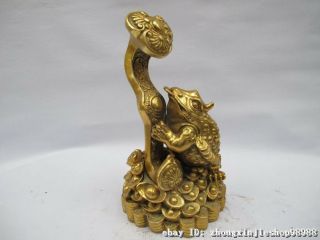 Lucky Chinese Copper Brass feng shui RU YI Yuan - bao Gathered wealth Frog Statue 3