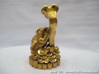 Lucky Chinese Copper Brass feng shui RU YI Yuan - bao Gathered wealth Frog Statue 5