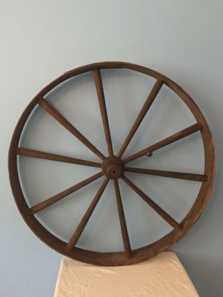 Antique 30.  75” Wooden Wood Spoked Wheel Stamped Wells Fargo & Co Express