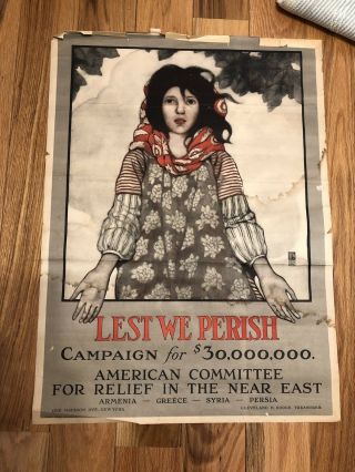 Ww1 Authentic Wwi Poster American Committee For Relief In Near East