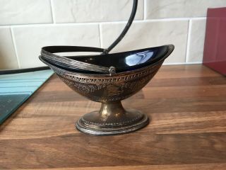 Good Antique Georgian Sterling Silver Sugar Basket,  134 Grams Liner