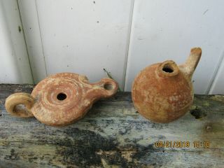 2 Ancient Roman Terracotta Oil Lamps Circa 1st.  B.  C.  To 1st Cent.  A,  D From Antioch