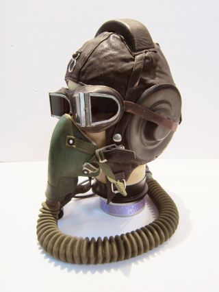 Flight Helmet winter Fighter Pilot Flight Leather Helmet Oxygen Mask Goggles 029 6