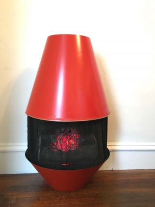 Vtg Mid Century Modern Red Orange Space Heater Faux Fire Place Furniture