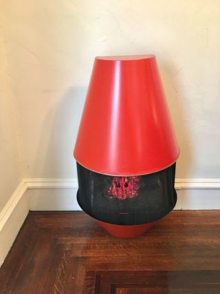 Vtg Mid Century Modern Red Orange Space Heater Faux Fire Place Furniture 4