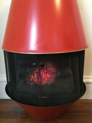 Vtg Mid Century Modern Red Orange Space Heater Faux Fire Place Furniture 9