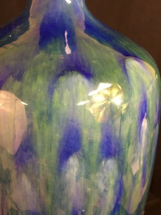 Mid Century Modern HUGE Blue Green Drip Glaze Ceramic Danish Gorgeous Lamp EUC 2