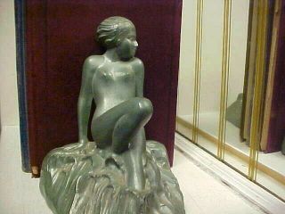 Pair (2) Art Deco 1920 ' s Modernistic Nude Lady Metal Bookends - Frankart Era 4