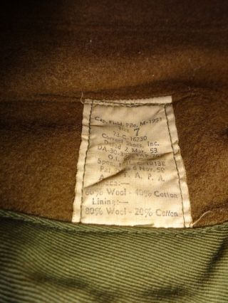 US Army USMC Pile Winter Hat Cap Field Size 7 Korean War 6