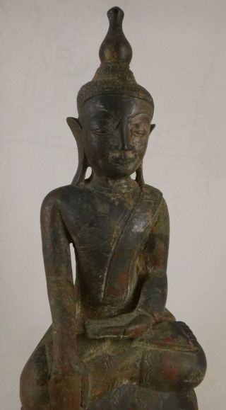 Antique Patinaed Bronze Burmese Shan Buddha,  17/18th c.  11 ¼” tall.  5lb.  1oz. 2