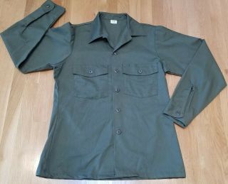 Us Dura Press Military Utility Fatigue Shirt Og - 507 Size 15 1/2 X 35 Army Green
