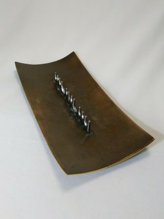 Ben Seibel Ashtray Jenfred Ware Bronze & Chrome Brutalist Vtg Mid Century Modern 6