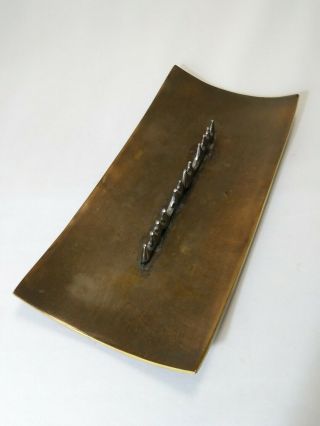 Ben Seibel Ashtray Jenfred Ware Bronze & Chrome Brutalist Vtg Mid Century Modern 7
