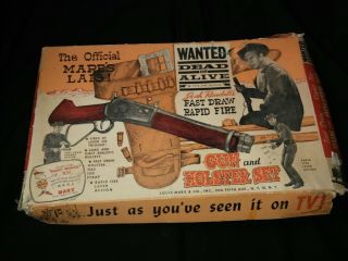 Vtg Official Wanted Dead Or Alive Mares Laig.  Marx Toy Rifle With Holster A Box
