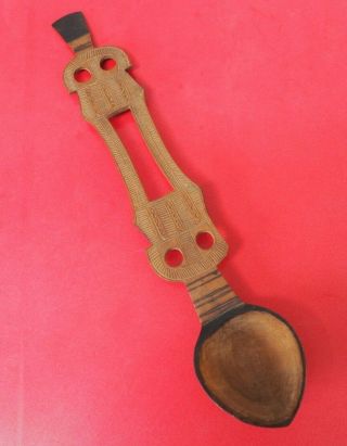 Fine Old West African Tribal Art Carved Wooden Spoon Ladle W Decoration Nigeria?