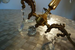 Vintage Cast Bronze and Crystals 3 - arm French Chandelier,  c1960s. 2