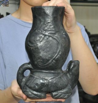 Rare Hongshan Culture Old Jade Stone (black Magnet) Tortoise Goblet Wineglass Cup