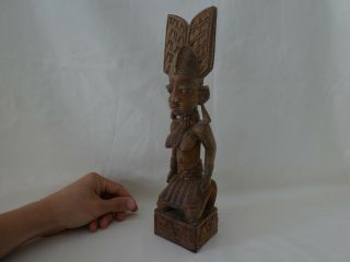 Vintage African Tribal Art Wooden Carving Akin Alamu Signed