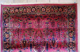 Vintage 100 Wool Persian Oriental Rug Hand Knotted Red Runner 9 