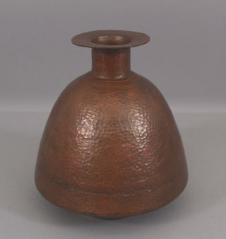 Large Antique circa - 1900 Hammered Copper Arts & Crafts Secessionist Vase,  NR 6