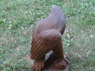 Eagle Statue Feeding Young Eaglet Masterfully Crafted Hand Carved HUGE vintage 3