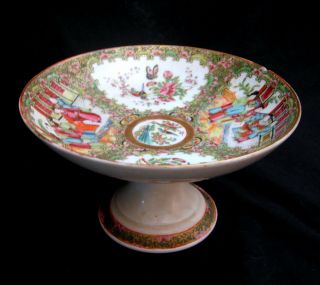 19th C.  Chinese Export Compote Rose Medallion Rare Form Finely Painted