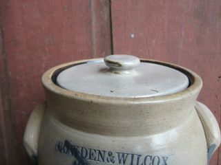 Antique 1865 - 80 SMALL 1 Gallon Cowden & Wilcox Harrisburg Stoneware Crock 4