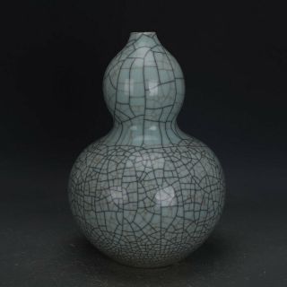 Chinese Old Guan Kiln White Icy Crackle Glaze Porcelain Double - Gourd Vase