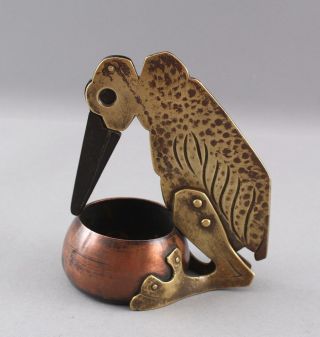 Antique Arts & Crafts Hammered Copper & Brass,  Vulture Bird,  Cigar Cutter,  NR 6