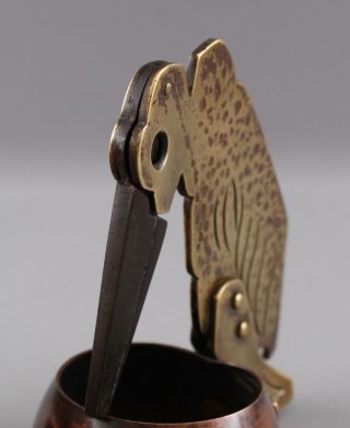 Antique Arts & Crafts Hammered Copper & Brass,  Vulture Bird,  Cigar Cutter,  NR 7