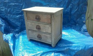 Antique Spice Box Cabinet Wooden Primitive Chest 3 Drawers Apothecary