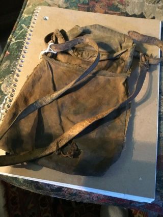 Revolutionary War 18th Century Homespun Linen Rifleman Bag With Leather Strap