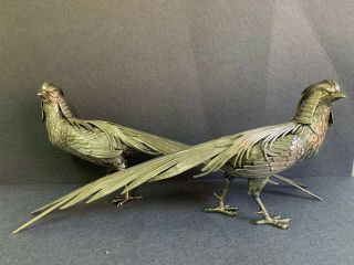 Collectible Pair Spanish Sterling Silver 925 King Pheasants Birds.  770 Gr