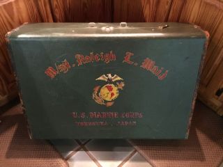 Vintage World War 2 United States Marines Corps Msgt Raleigh Waid Suitcase