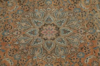 Vintage MUTED Peach Coral Persian Floral Area Rug Oriental Distressed Wool 7x10 4