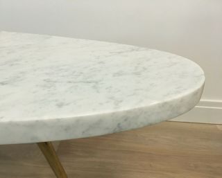 Mid - Century Modern Marble Top Coffee Table Kidney - shaped Gio Ponti Style 68 